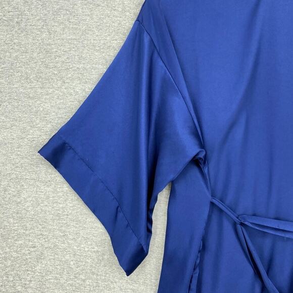 Victorias Secret Robe Womens Small/Medium Blue Silky Pockets Short Sleeve Tie - Picture 7 of 13